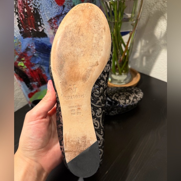 Vera Wang Black and Silver Paisley Flats - Picture 8 of 10
